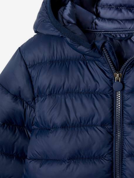 Doudoune garçon légère à capuche bleu moyen+marine+noir+noisette+noix de pécan+olive+rouge+vert émeraude 8 - vertbaudet enfant 