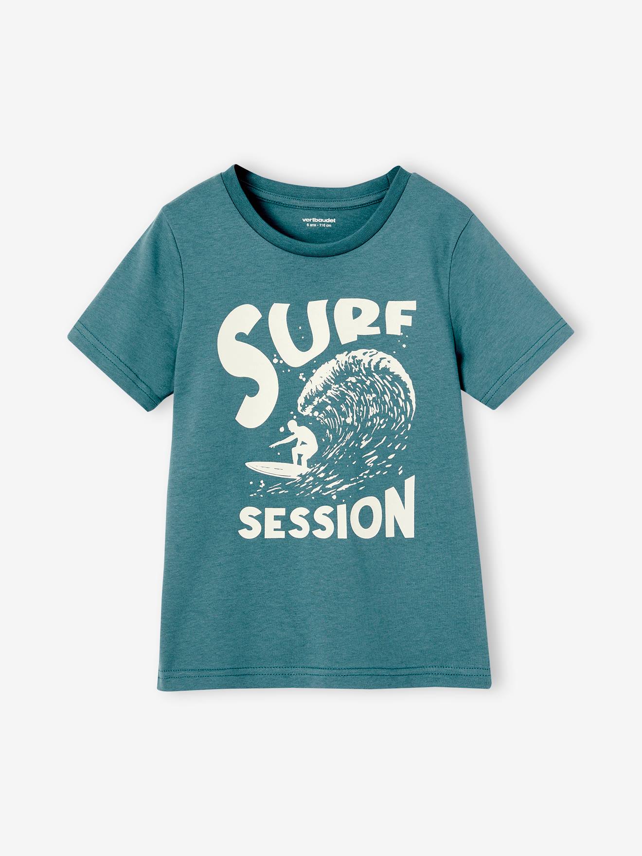 T-shirt Basics garçon imprimé devant bleu pétrole