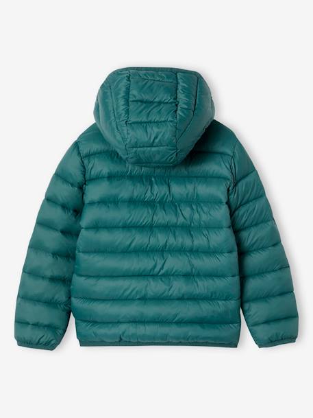 Doudoune garçon légère à capuche bleu moyen+marine+noir+noisette+noix de pécan+olive+rouge+vert émeraude 34 - vertbaudet enfant 