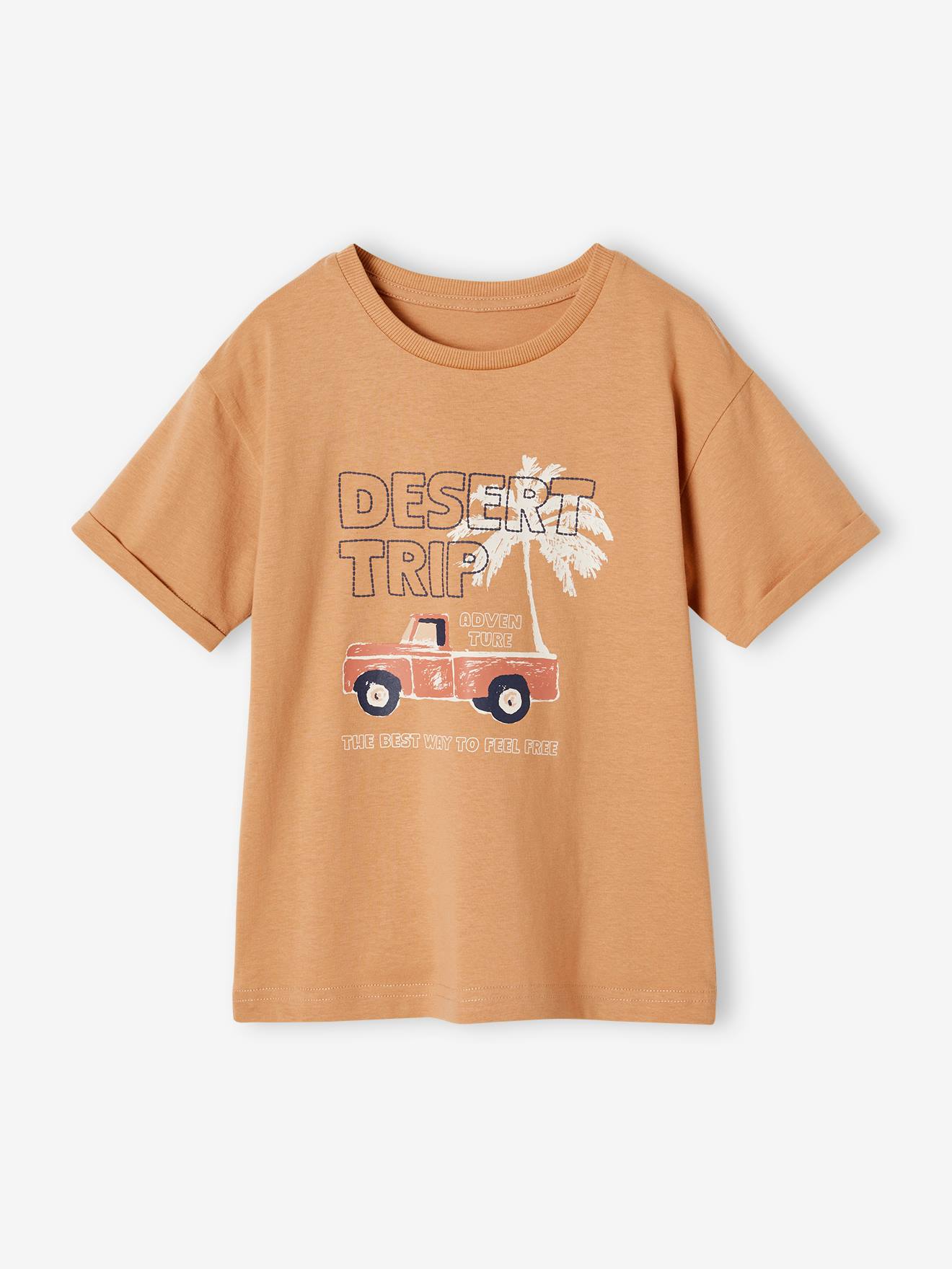 T-shirt motif pick up détails encre gonflante garçon cappuccino