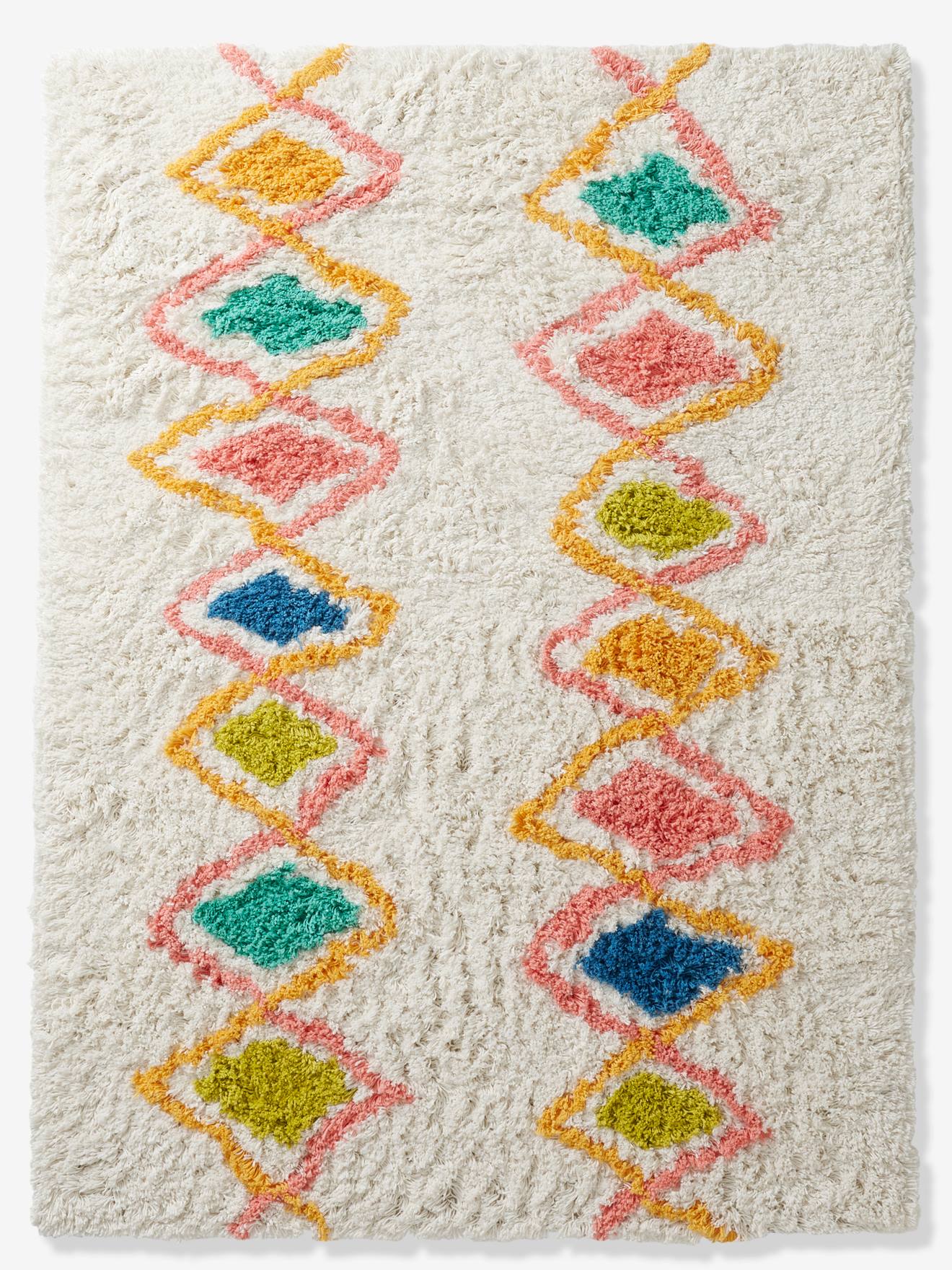 Tapis rectangle XL imprimé coloré losanges multicolore