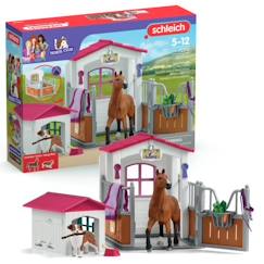 Jouet-Box avec Jument Hanovrien et Berger Australien, Figurine cheval et accessoires, SCHLEICH 72218 Horse Club, dès 5 ans