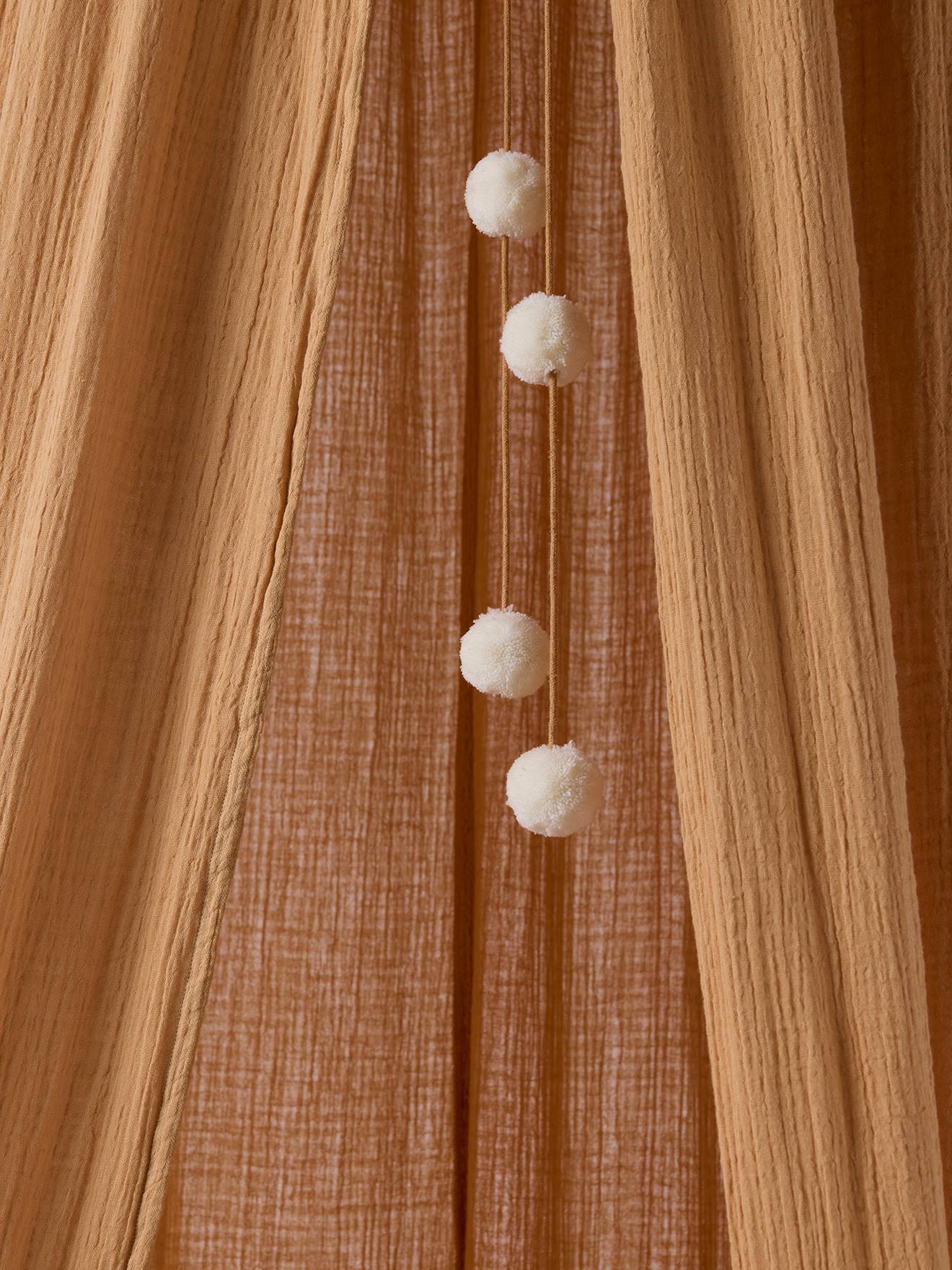 Ciel de lit en gaze de coton avec pompons cannelle (Vertbaudet) - Image 2