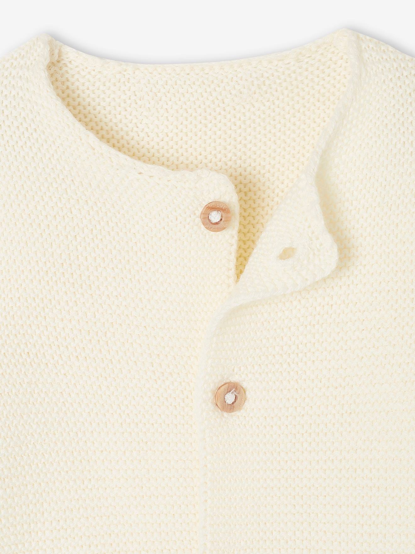 Gilet bébé naissance maille point mousse écru (Vertbaudet) - Image 2