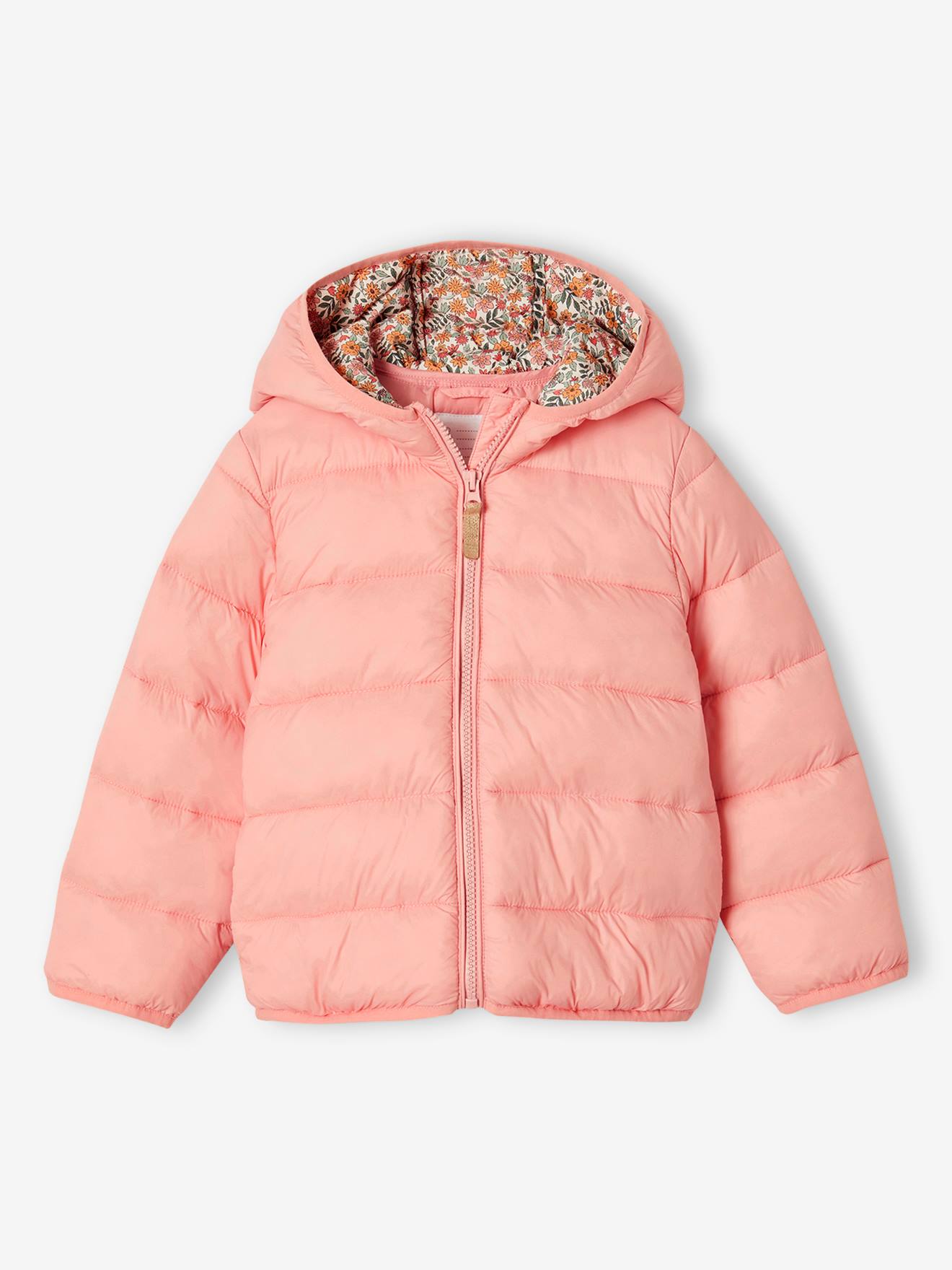 Doudoune légère à capuche fille corail