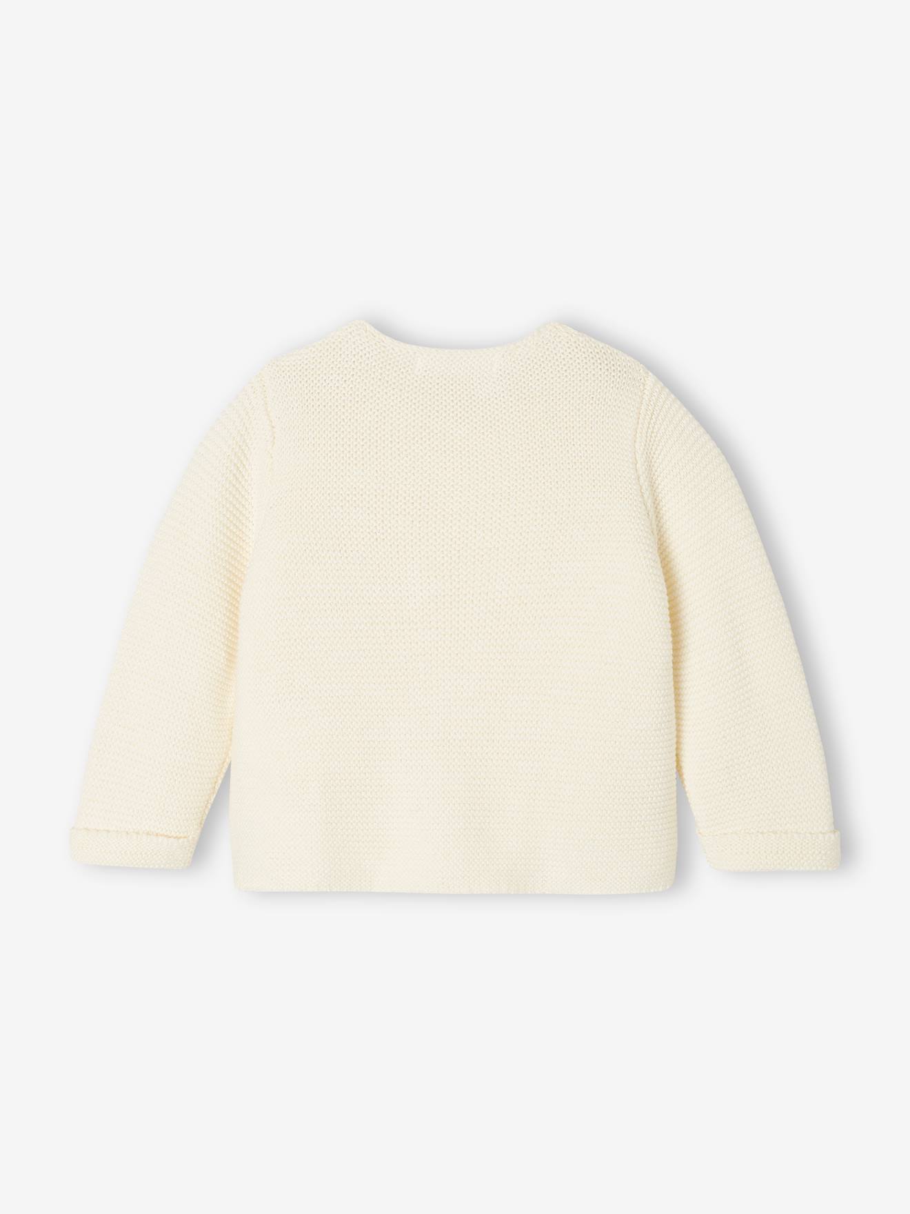 Gilet bébé naissance maille point mousse écru (Vertbaudet) - Image 1
