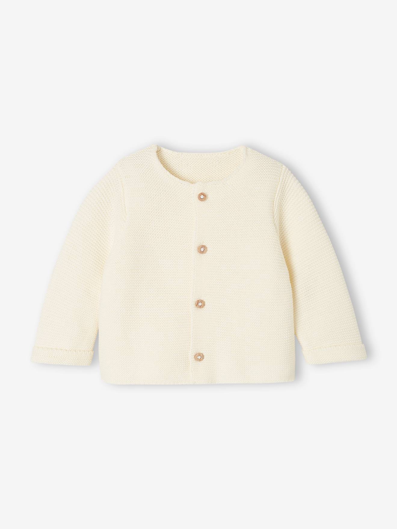 Gilet bb naissance maille point mousse cru 13 €