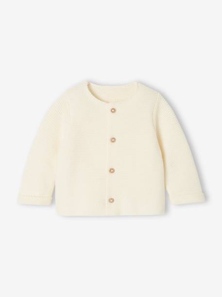 Vertbaudet - Gilet bébé naissance maille point mousse écru