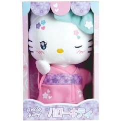 Jouet-Hello Kitty Kimono Kawaï Peluche +- 22 cm - JEMINI - Version kawaï avec kimono rose et tongs.