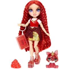 Jouet-Rainbow High Poupée Mannequin avec Kit de Slime et Animal de Compagnie - Ruby (Rouge) - Poupée Pailletée 28 cm avec Kit de Slime