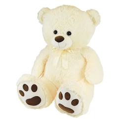 Jouet-Ours Crème en Peluche avec Noeud +/- 100 cm - PLANET PLUCH - Grand ours crème de 1 mètre, irrésistiblement doux.