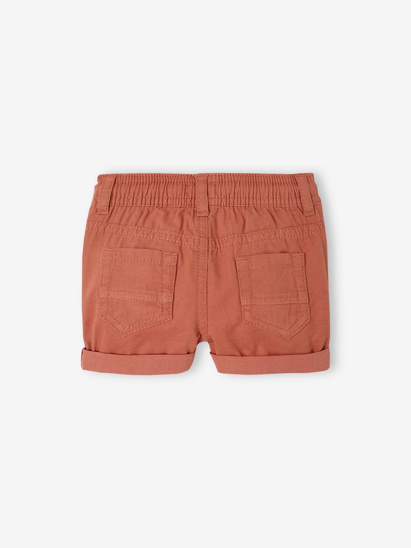 VERTBAUDET - Short Sergé Bébé Garçon Taille Élastiquée | 100% Coton - Vert Gris 24M