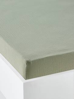 Linge de maison et décoration-Drap housse bébé uni en gaze de coton Bio*
