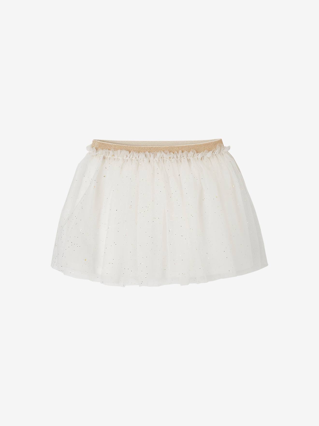 Jupon cérémonie en tulle pailleté bébé blanc