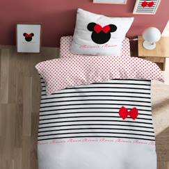 -Parure de lit imprimée - DISNEY MINNIE STRIPES - 100% coton - Housse de couette + taie d'oreiller