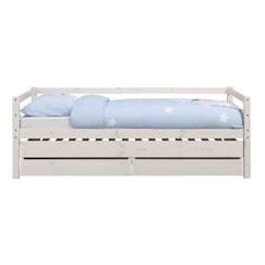 -Pack lit banquette gigogne avec 2 matelas 90x200 cm Alma blanc