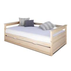 Chambre et rangement-Chambre-Pack lit gigogne avec 2 matelas 80x190 cm Izao bois naturel