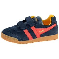 Chaussures-Chaussures fille 23-38-Baskets, tennis-Basket Gola Enfant - GOLA - Harrier Velcro - Navy Red Sun - Cuir - Confort exceptionnel