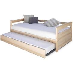 -Lit gigogne - AKITEN RETAIL - Izao - 2 matelas 90x190 cm - Bois massif certifié FSC - Cadre métallique