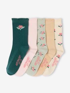 -Lot de 5 paires de chaussettes fleurs fille