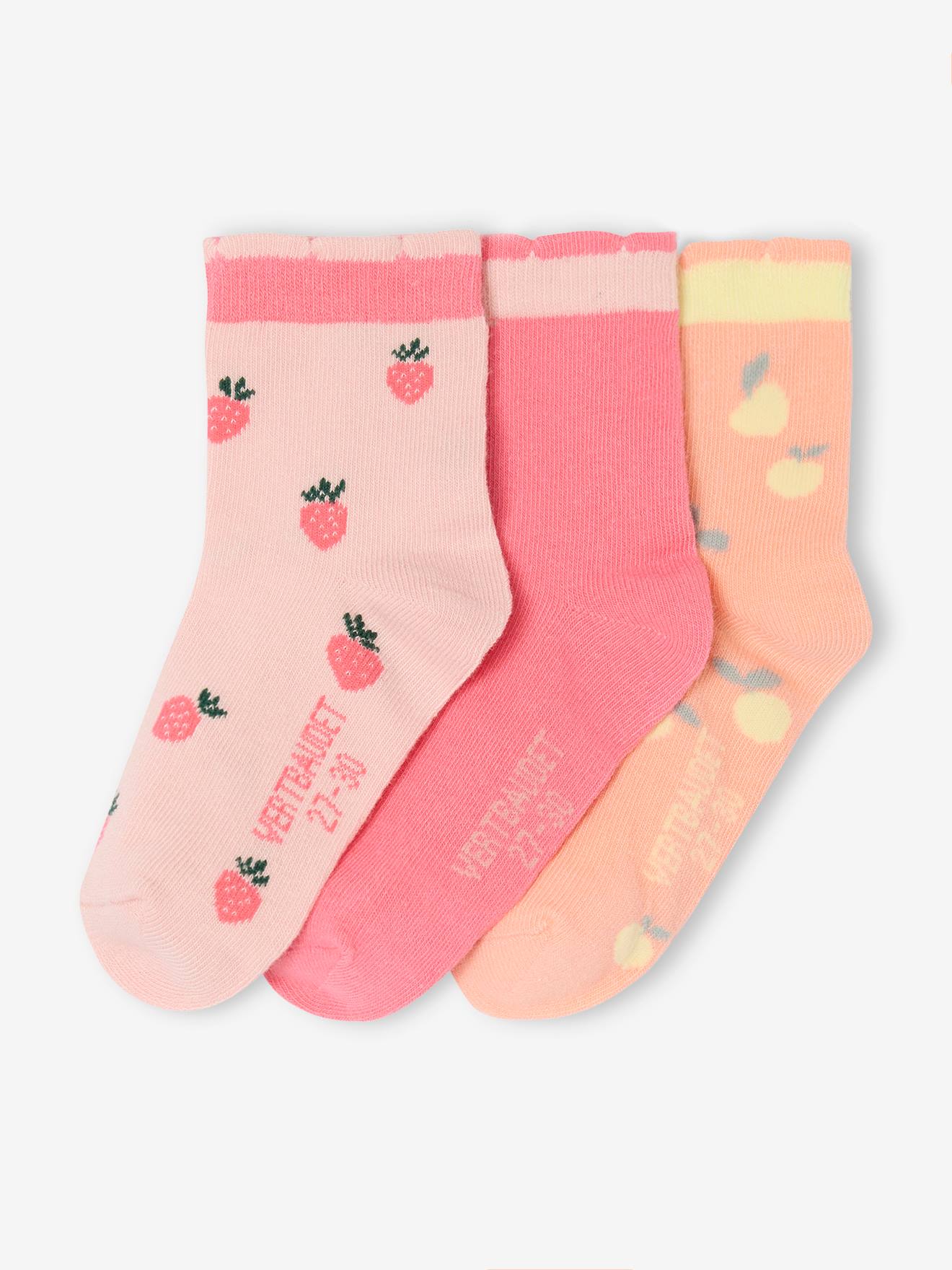 Lot de 3 paires de mi-chaussettes fruits fille assorties