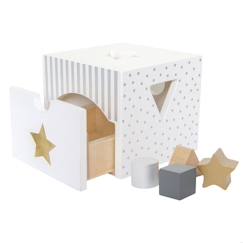 Jouet-JaBaDaBaDo - Cube d'éveil en bois Silver - ELEMENTS FOR KIDS