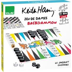 Jouet-Jeux de société-Vilac - Jeu de Dames Backgammon Keith Haring