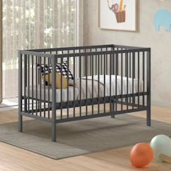 Chambre et rangement-Chambre-Lit bébé sommier réglable en hauteur hêtre anthracite naturel 60x120 Paola