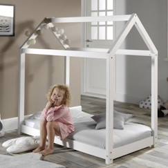 Chambre et rangement-Chambre-Lit cabane avec sommier en pin massif blanc 70x140 Alva