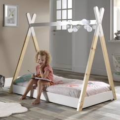 Chambre et rangement-Lit tipi avec sommier en pin massif blanc 70x140 Agda