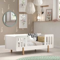 Chambre et rangement-Lit enfant avec sommier pin massif et imitation bois blanc 70x140 Darius