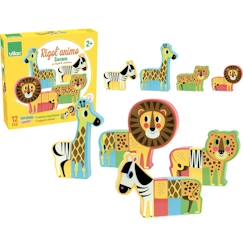 Jouet-Coffret de 4 animaux aimantés à recomposer - VILAC - Rigol'Animo Savane - Enfant - Mixte - A partir de 2 ans