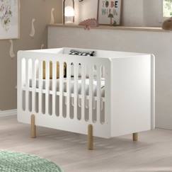 -Lit bébé sommier réglable pin massif et imitation bois blanc 60x120 Darius