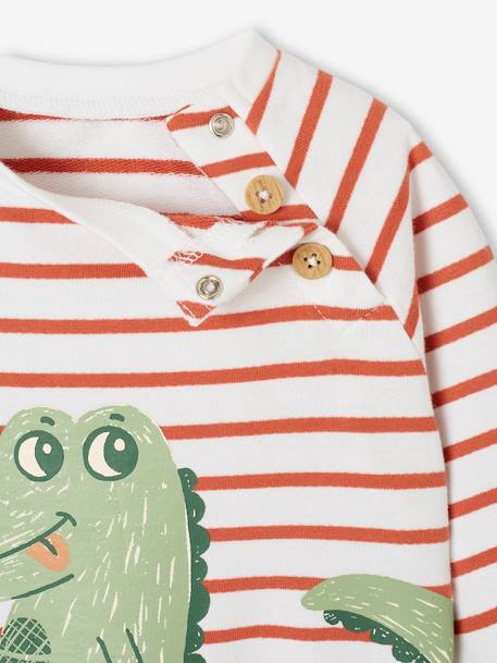 Sweat bébé en molleton rayé bleu+rayé vert+tomette+vert sapin 12 - vertbaudet enfant 