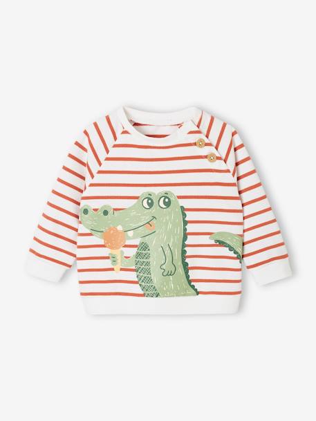 Sweat bébé en molleton rayé bleu+rayé vert+tomette+vert sapin 10 - vertbaudet enfant 