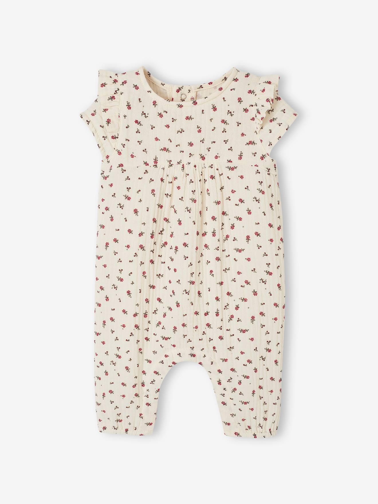 Combinaison bébé en gaze de coton écru