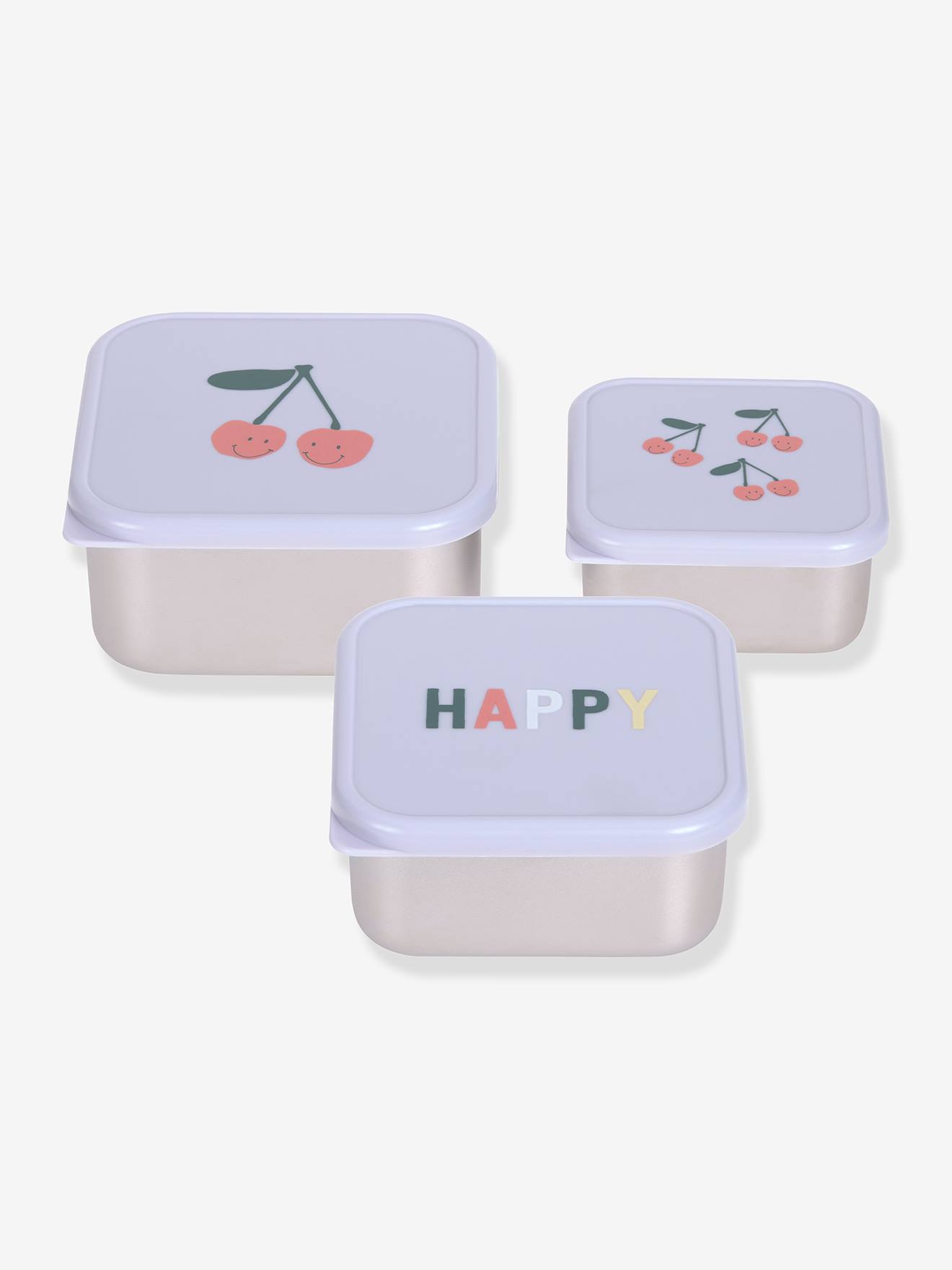 Lot de 3 boîtes à goûter en inox LÄSSIG lilas