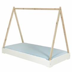 -Lit empilable cabane avec matelas 90x190 cm Jelly blanc - AKITEN RETAIL