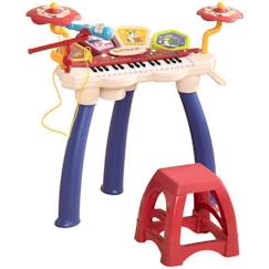 Jouet-AIYAPLAY Piano enfant, clavier électronique batterie 2 en 1, 32 touches multifonctions imitation instrument musique, multicolore