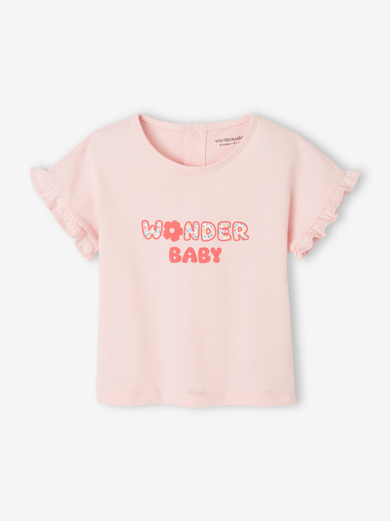 T-shirt bébé à message en coton bio rose pâle