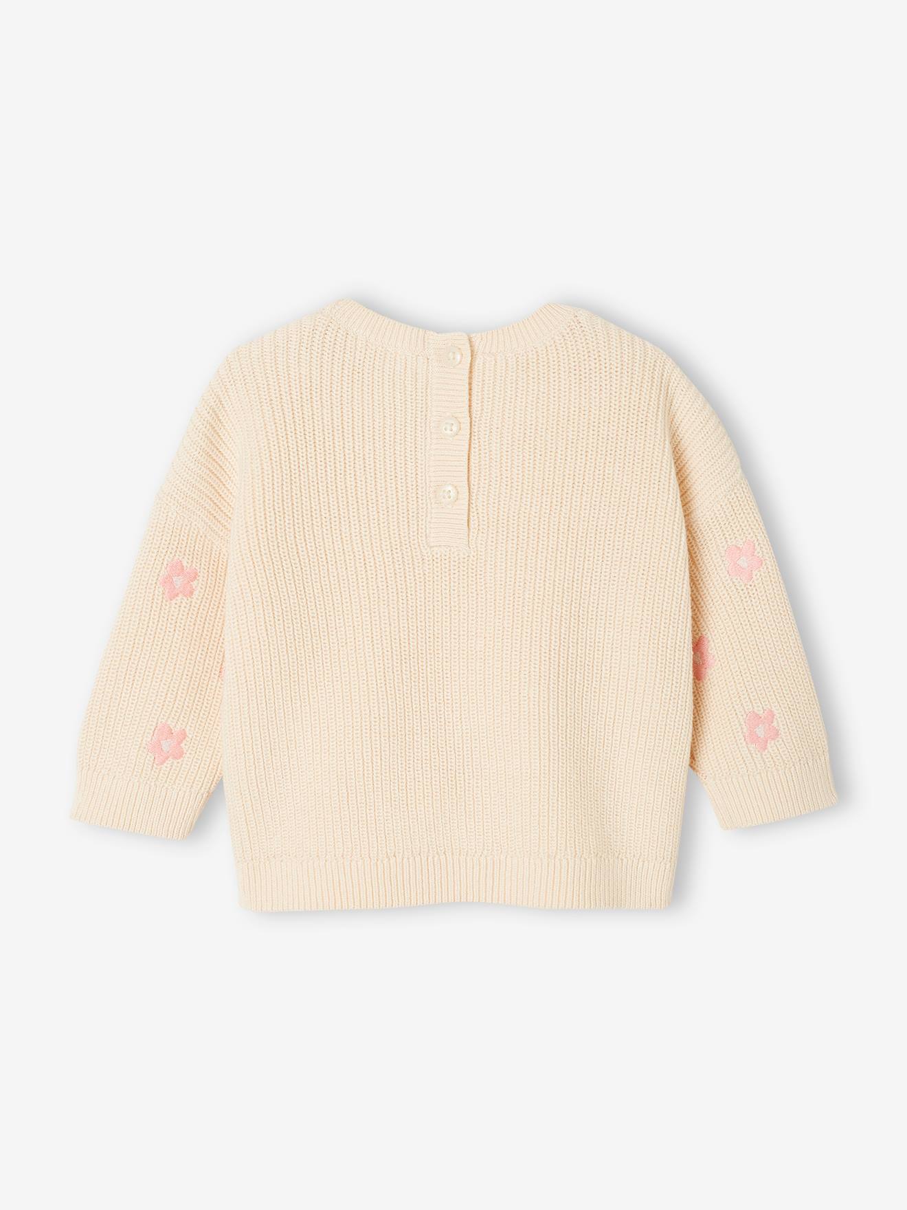 Pull bébé brodé vanille (Vertbaudet) - Image 1