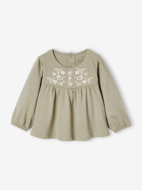 Bébé-T-shirt, sous-pull-T-shirt-T-shirt blouse brodé fleurs bébé