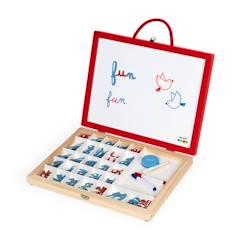 Jouet-Mallette de Lettres Cursives 4 en 1 - JANOD - Ardoise Enfant en Bois - Rouge - Dès 3 ans