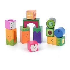 -Cubes sonores en bois - VILAC - Fruits et légumes - Jouet d'éveil - 11 cubes - 18 mois et plus