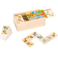 Jouet-Jeu de plateau - SMALL FOOT - Dominos Safari - Animaux d'Afrique en bois - 2 joueurs ou plus - A partir de 3 ans