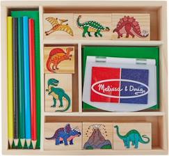 Jouet-Jeu de timbres - MELISSA & DOUG - Dinosaures - 8 timbres - Coffret en bois - A partir de 4 ans