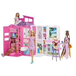 Jouet-Barbie-Maison de vacances-Coffret et poupée, 4 zones et 11 accessoires HRJ77