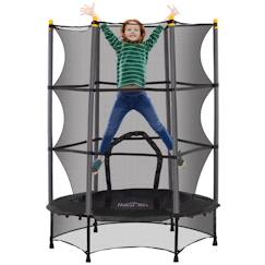 Jouet-Trampoline Enfant HOMCOM Ø 1,40 × 1,90H m Filet de sécurité Porte zipée Couvre-Ressorts 6 poteaux rembourrés Inclus Noir