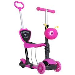 Jouet-Trottinette pour enfants trottinette 3 roues évolutive 3 en 1 hauteur guidon réglable canne telescopique selle dossier amovible rose