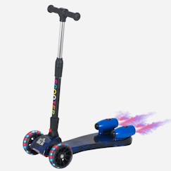 Jouet-Trottinette pliable 3 roues pour enfant roues lumineuses pulvérisation arrière d'eau fonction musicale bleu dim. 61L x 26l x 63-81H